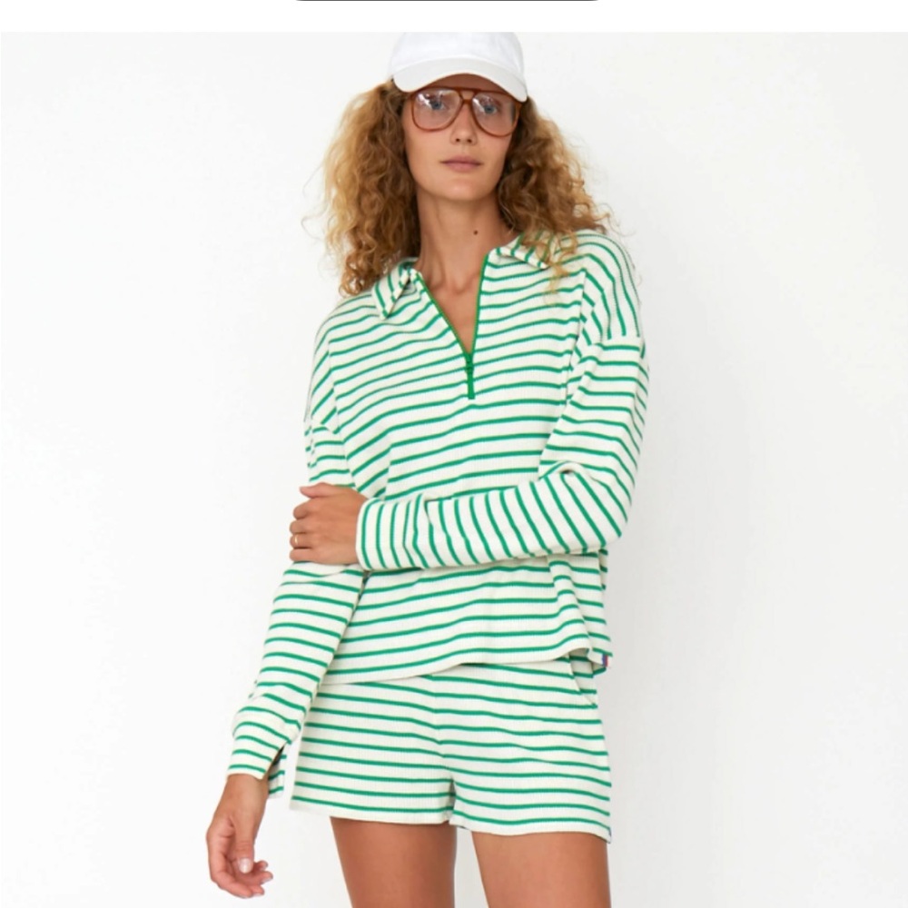 Rosewelll top and shorts- Cream/Green